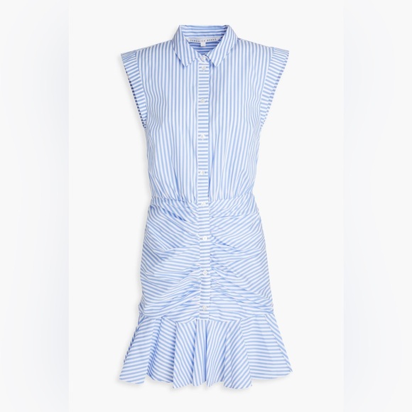 Veronica Beard Dresses & Skirts - Veronica Beard Bell ruched striped cotton-blend poplin mini shirt dress